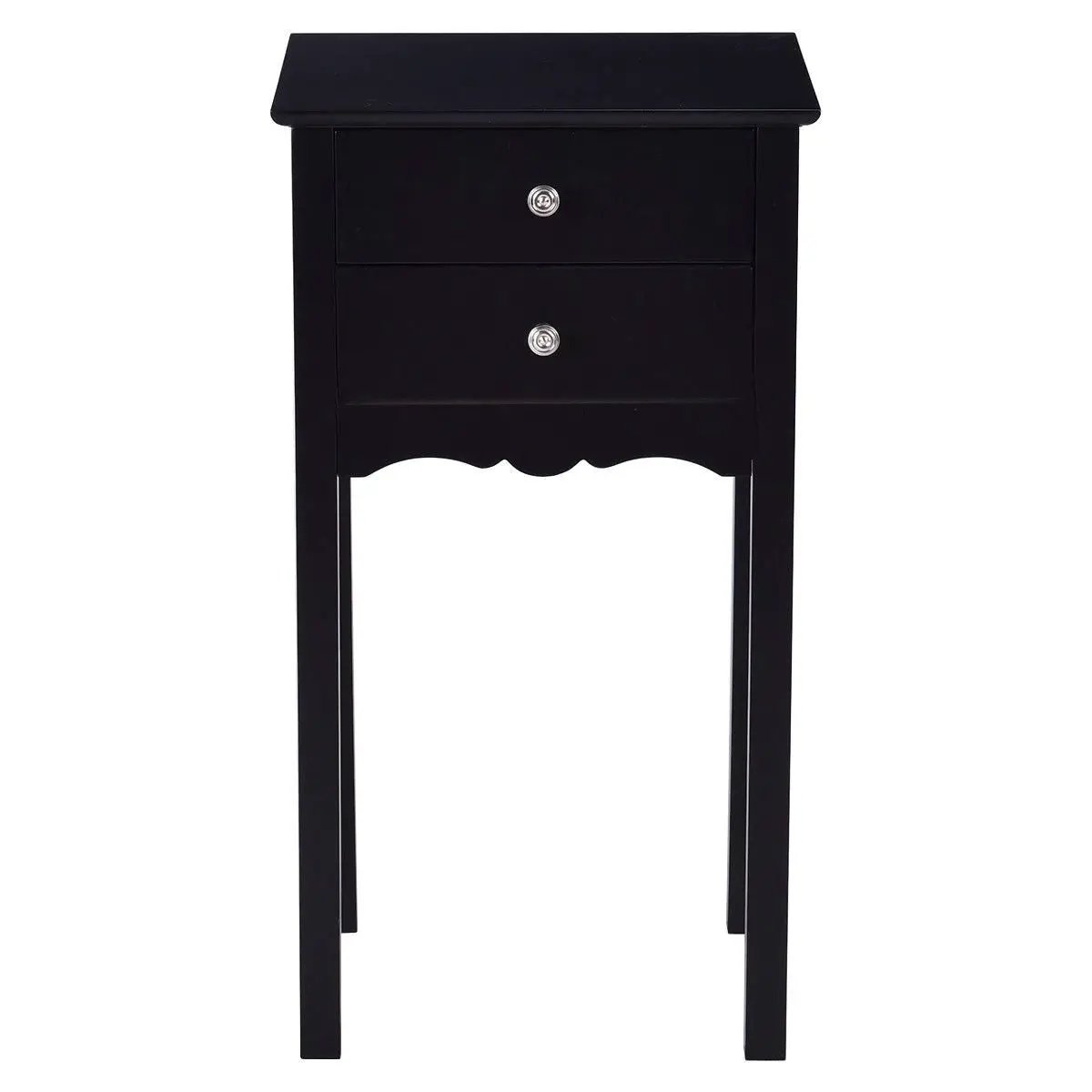 Elegant 2-Drawer End Table Nightstand Side Table in Black Wood Finish by HomePacific