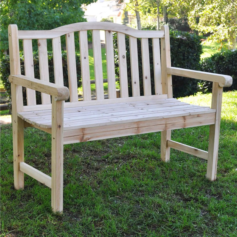 Outdoor Cedar Wood Garden Bench in Natural with 475lbs. Weight Limit by HomePacific
