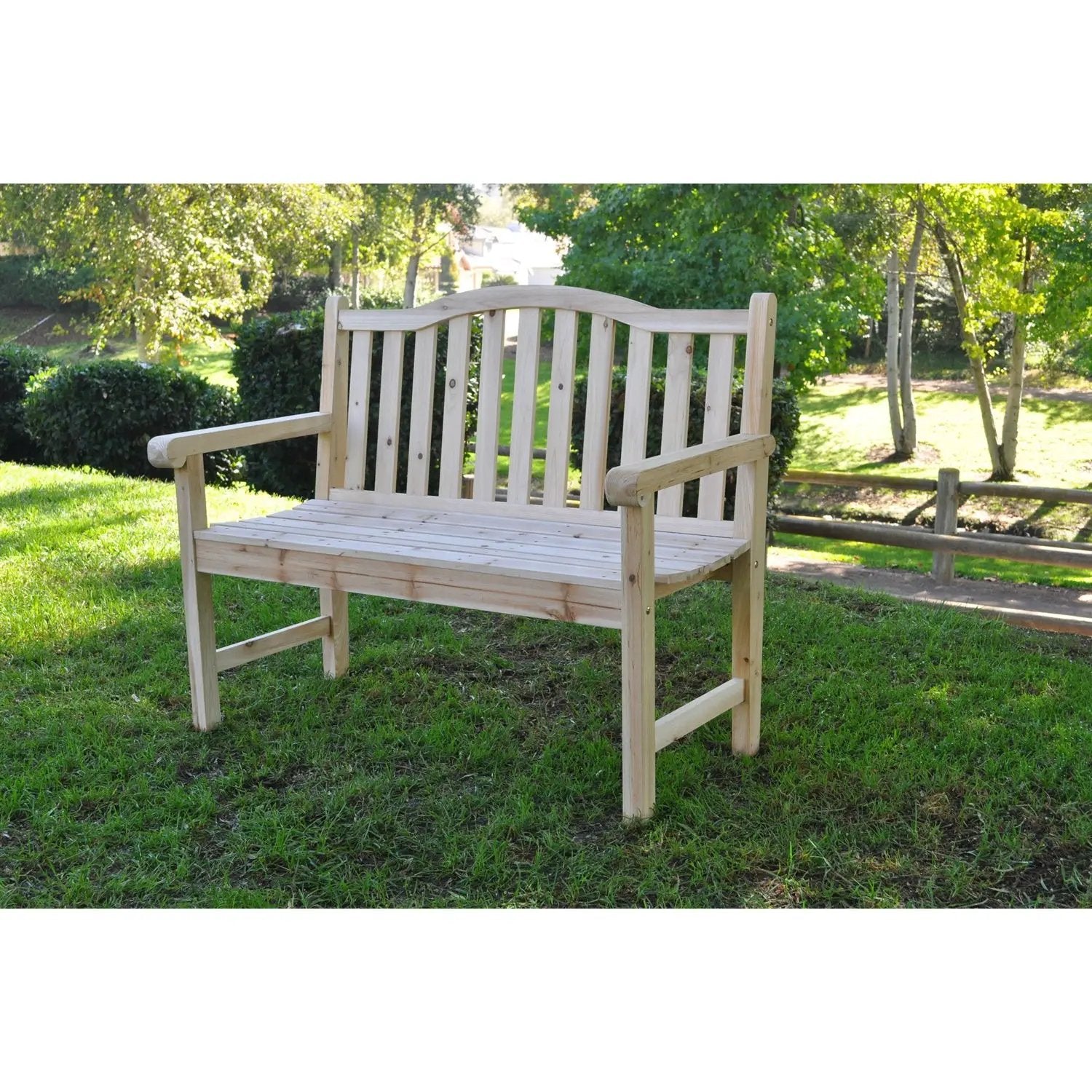 Outdoor Cedar Wood Garden Bench in Natural with 475lbs. Weight Limit by HomePacific