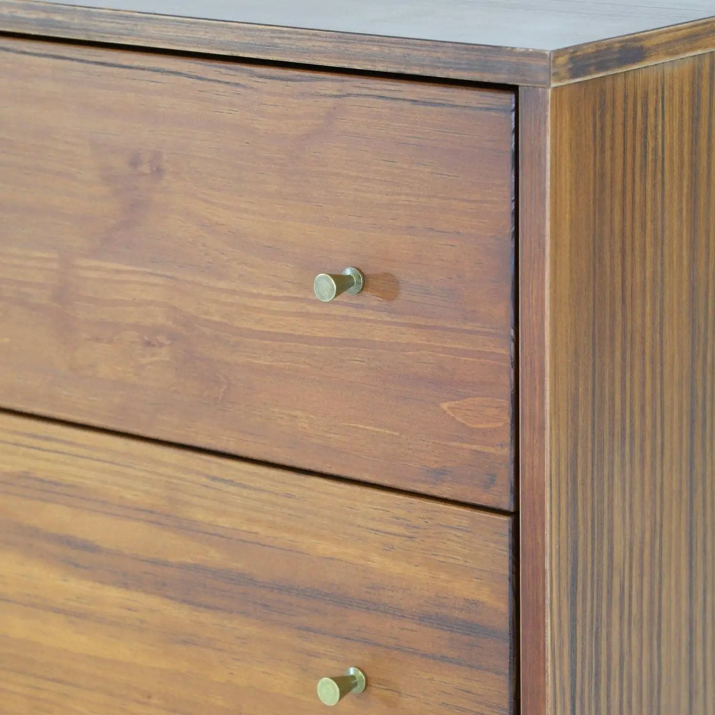 Farmhouse Rustic Walnut Mid Century 5 Drawer Chest by HomePacific