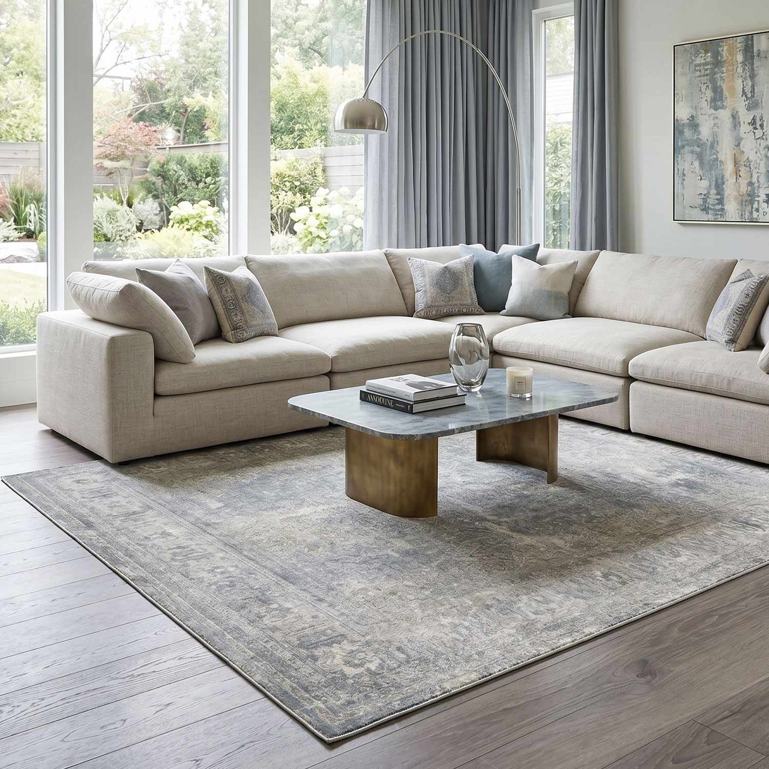 Pryce Blue Gray Thick Luxe Boutique Rug by Boutique Rugs