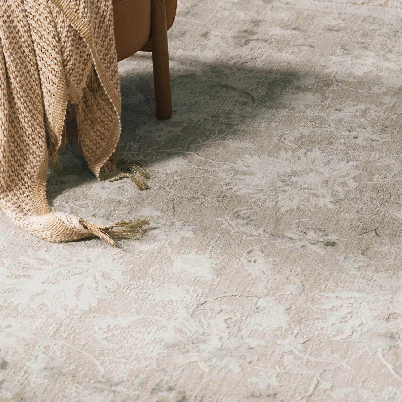 Kerem Cream Thick Luxe Damask Rug by Boutique Rugs