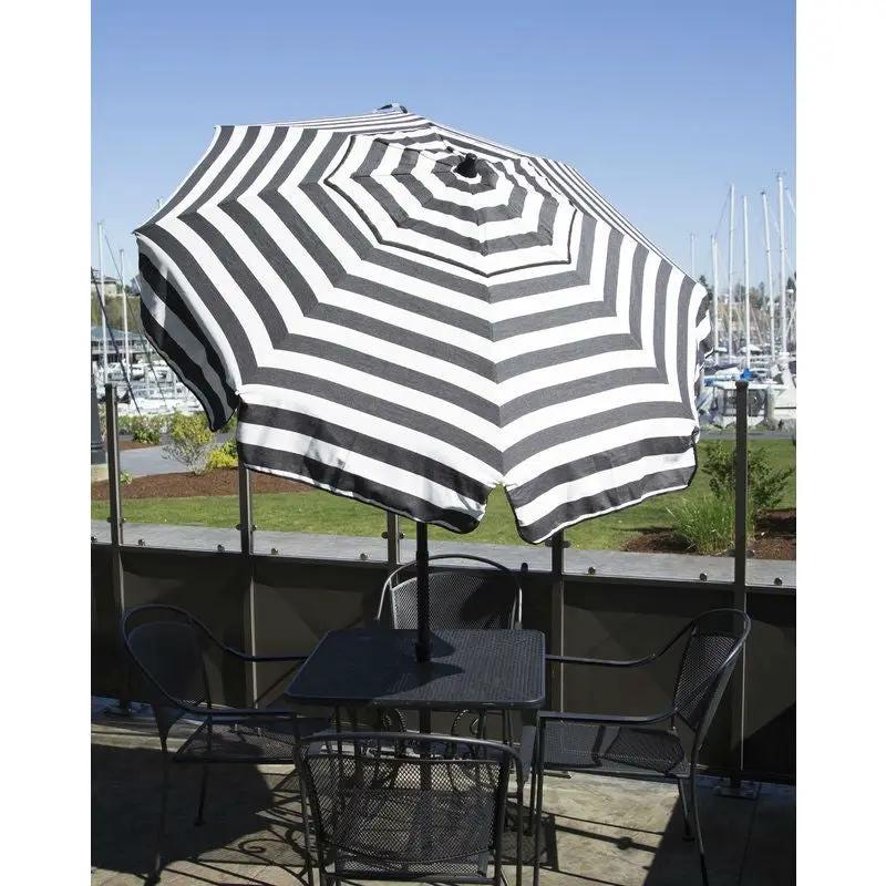 6 Foot Black White Stripe Drape Umbrella Manual Lift with Tilt by HomePacific
