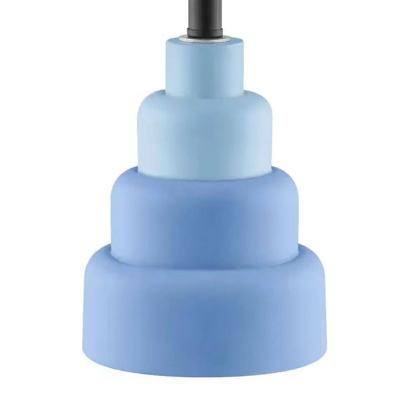 Small Blue Desk Light Table Lamp with White Fabric Shade for Bedside Nightstand by HomePacific