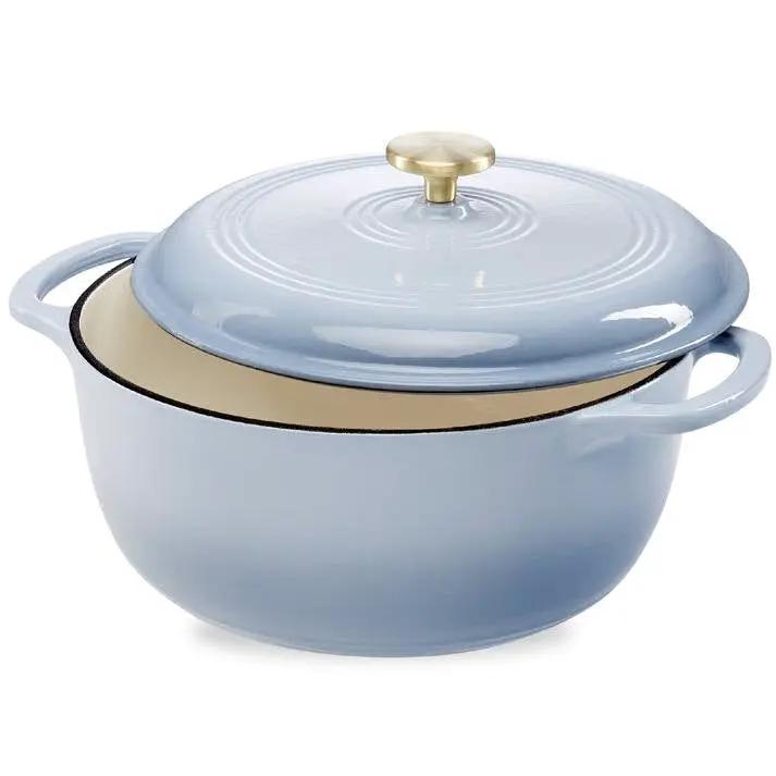 6 Quart Large Baby Blue Enamel Cast-Iron Dutch Oven Kitchen Cookware by HomePacific