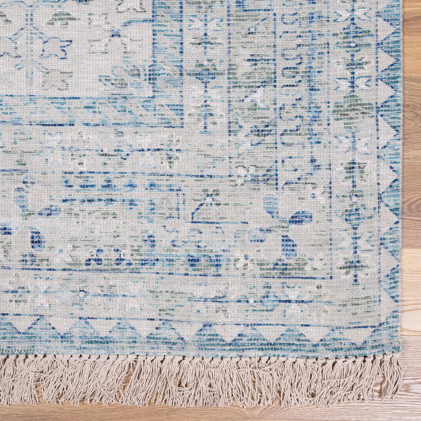 Byers Handmade Cotton-blend Aqua Rug by Boutique Rugs
