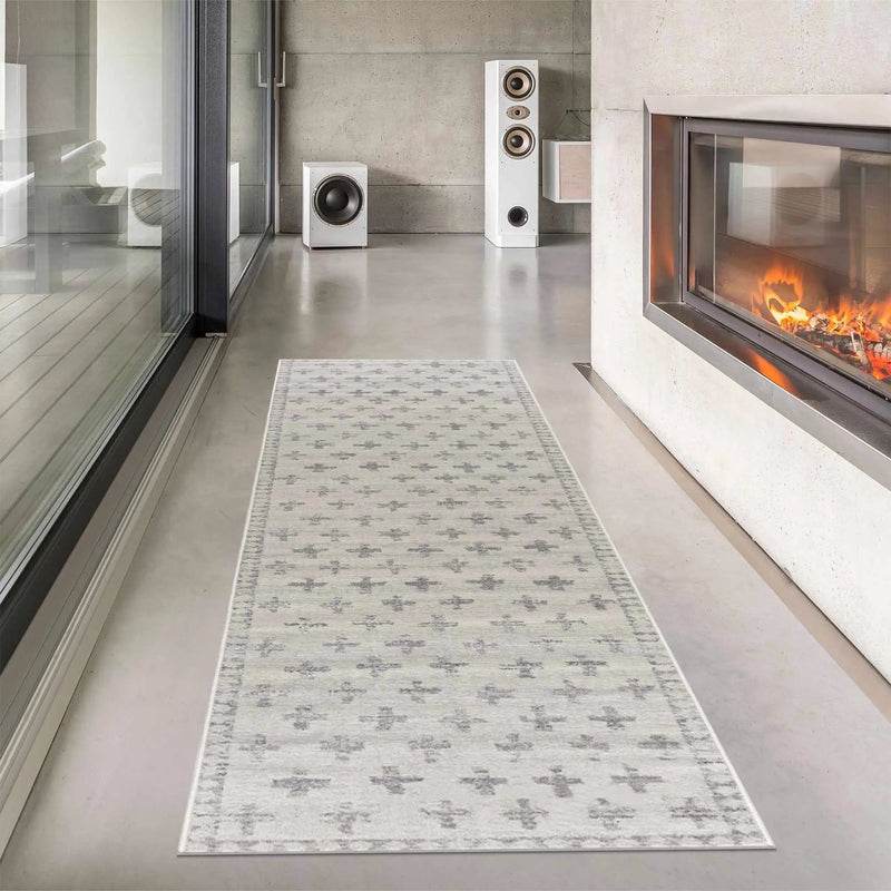 Tigris Swiss Cross Ivory & Gray 2322 Area Rug by Hauteloom
