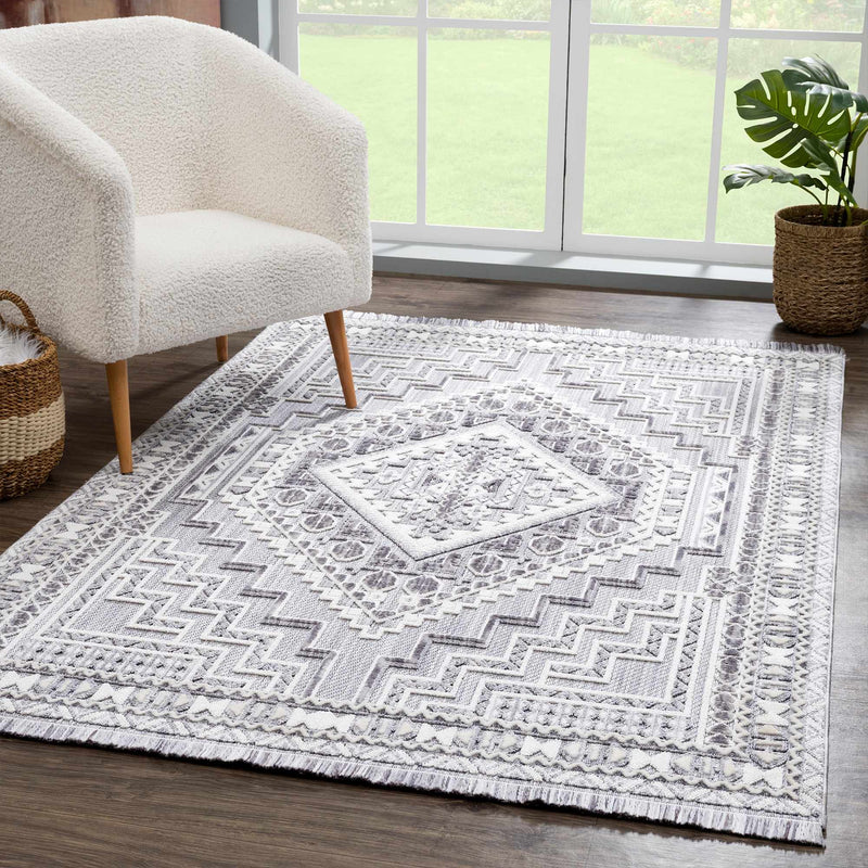 Alya Charcoal Textured Area Rug by Hauteloom