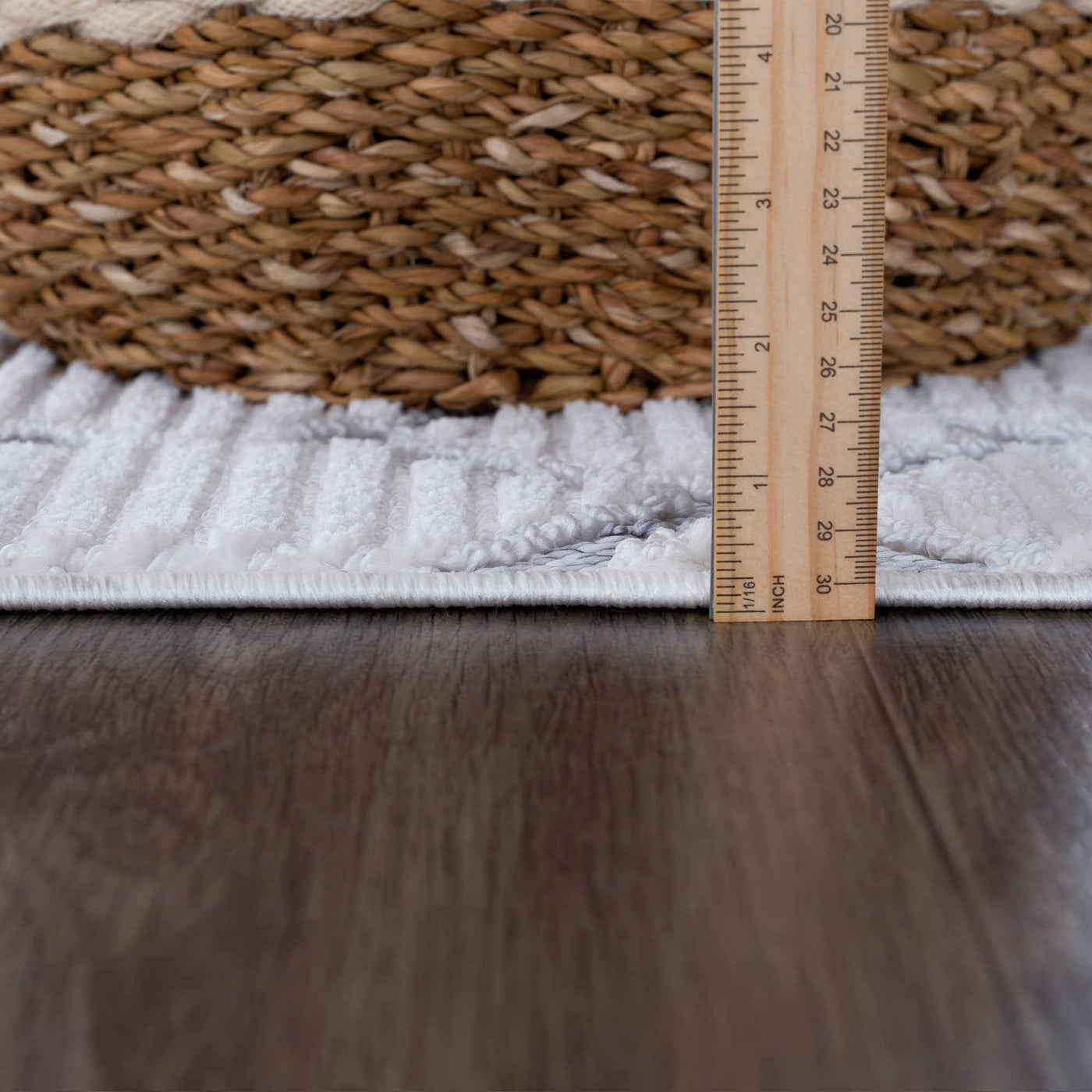 Ivory Gray Beil Textured Trellis Fringe Area Rug - Clearance by Boutique Rugs