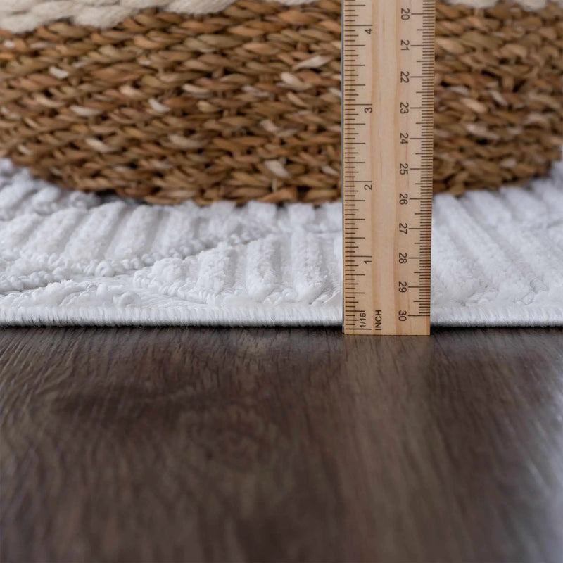 Ivory Beil 3D Fringe Area Rug - Clearance by Boutique Rugs