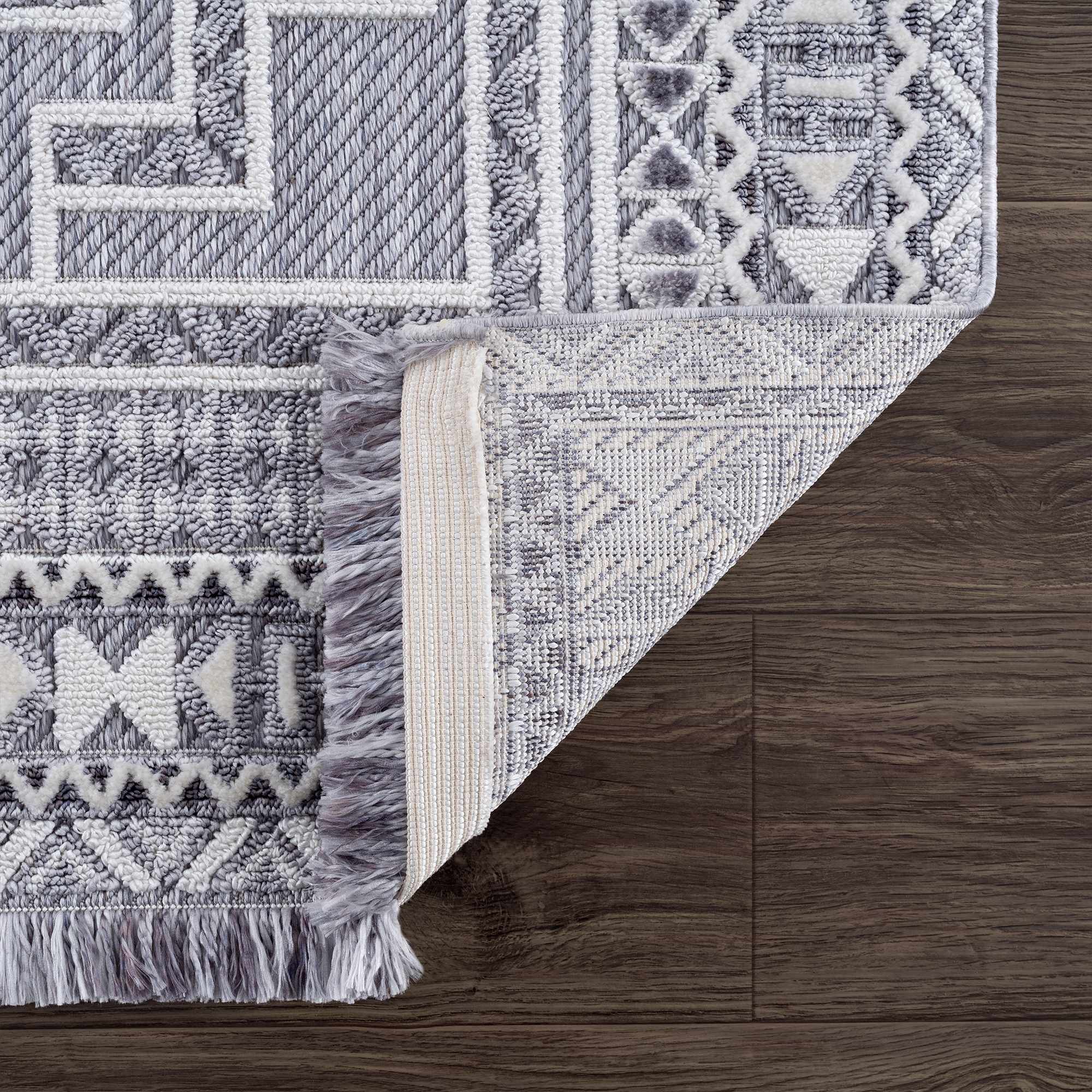 Alya 3D Saxony with Fringes Area Rug - Clearance by Boutique Rugs
