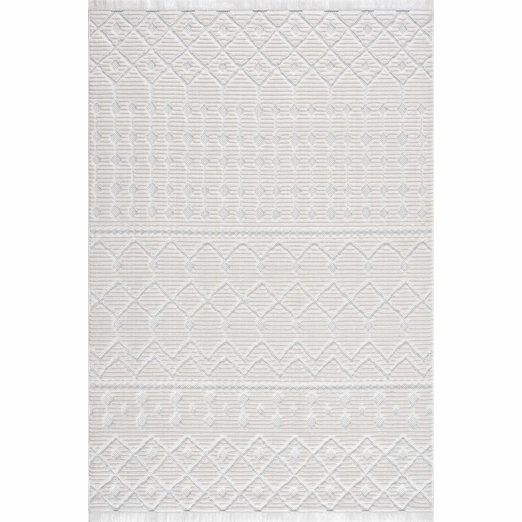 Ivory Beil 3D Fringe Area Rug - Clearance by Boutique Rugs