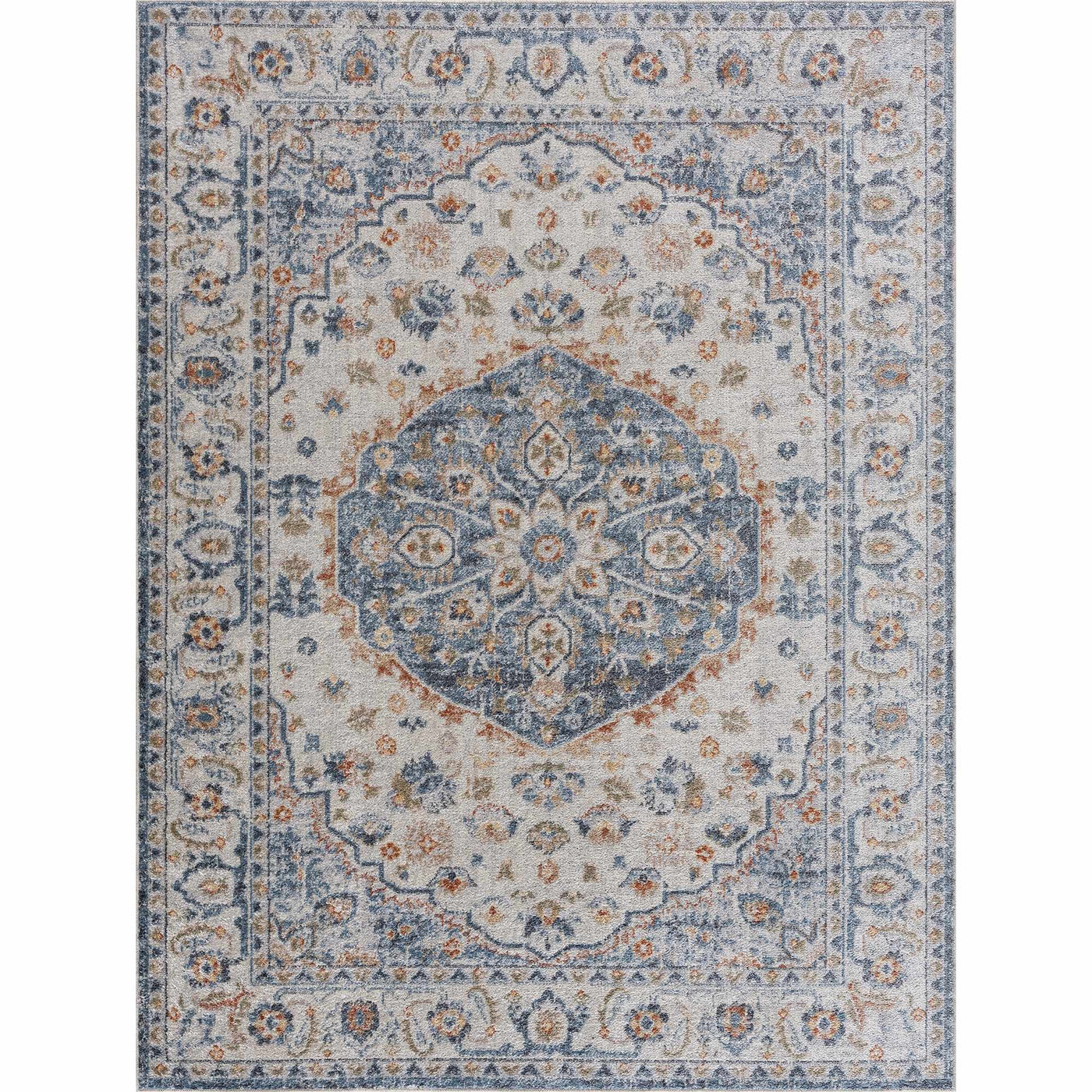 Hiti Cream&Blue Washable Rug - Clearance by Boutique Rugs