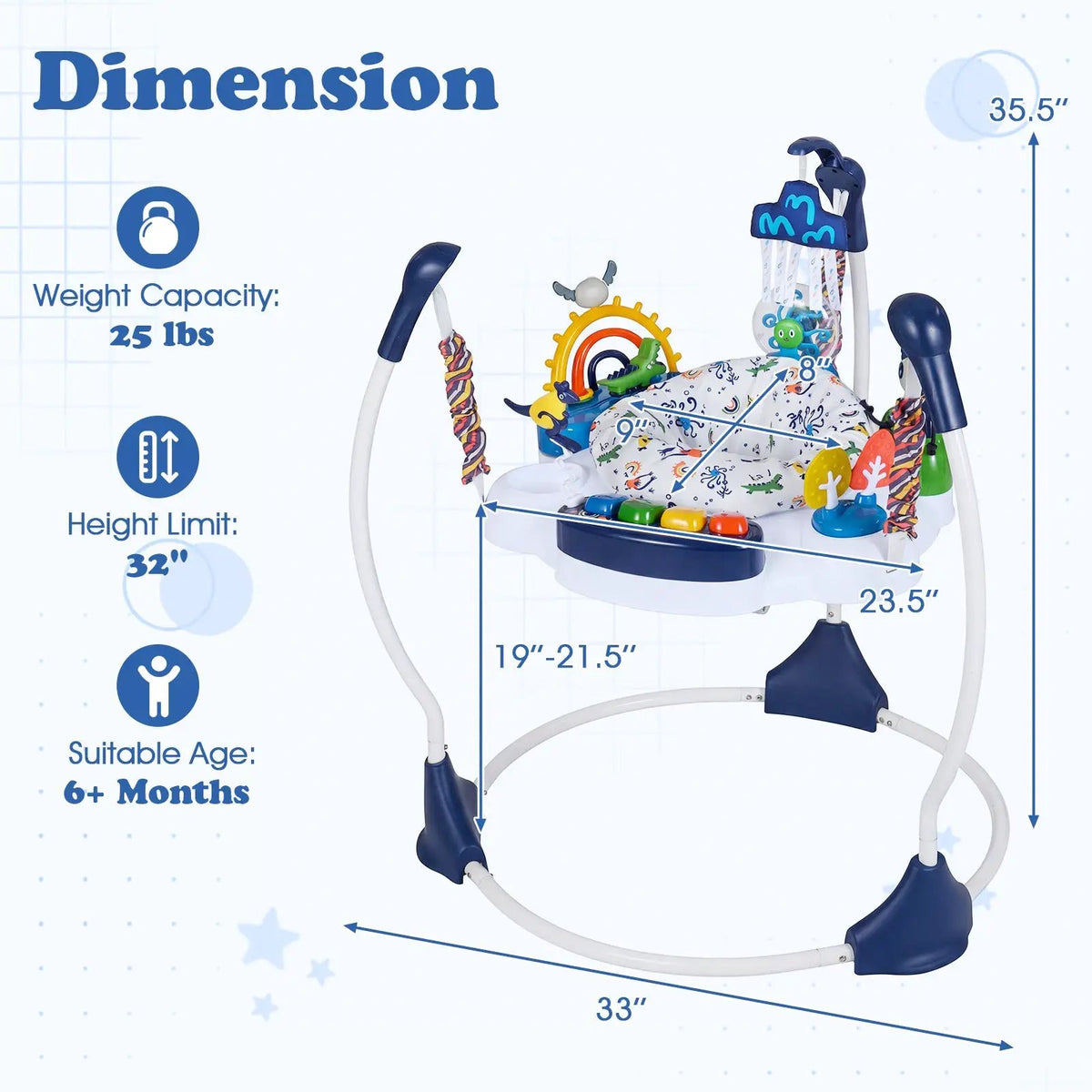 Baby Activity Center Baby Jumper and Bouncer with 6 Interactive Toys Lights and Music by DirectDeals