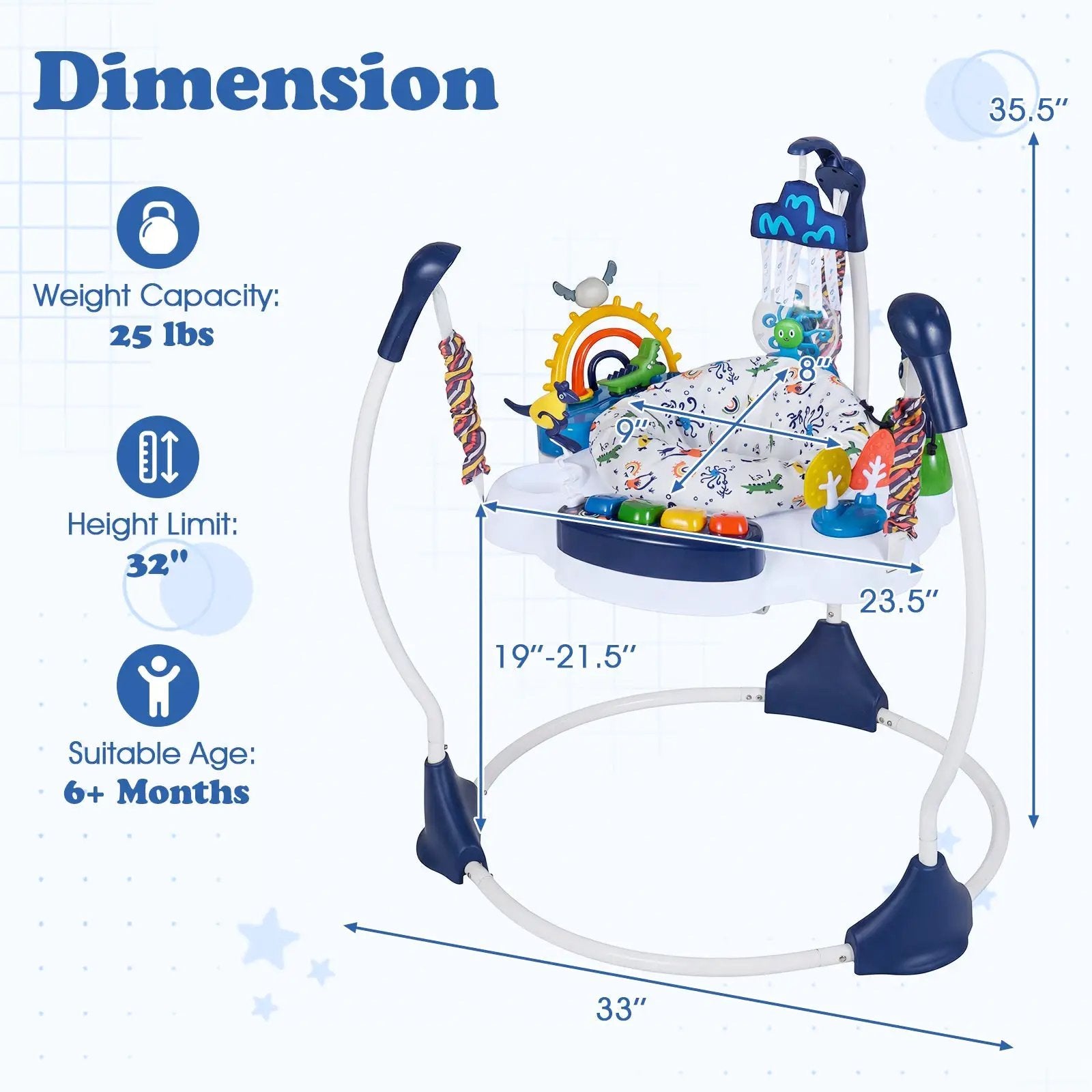 Baby Activity Center Baby Jumper and Bouncer with 6 Interactive Toys Lights and Music by DirectDeals