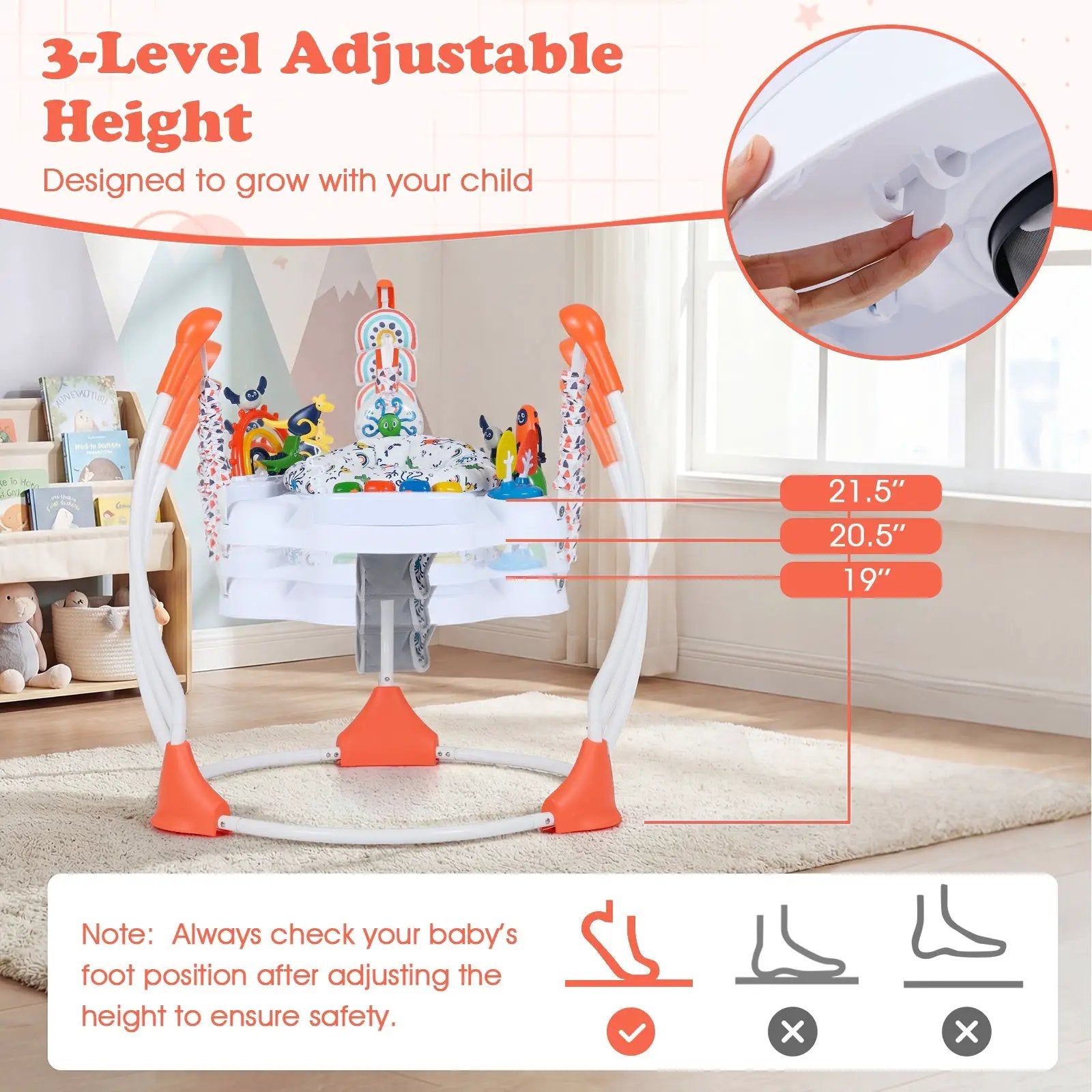 Baby Activity Center Baby Jumper and Bouncer with 6 Interactive Toys Lights and Music by DirectDeals