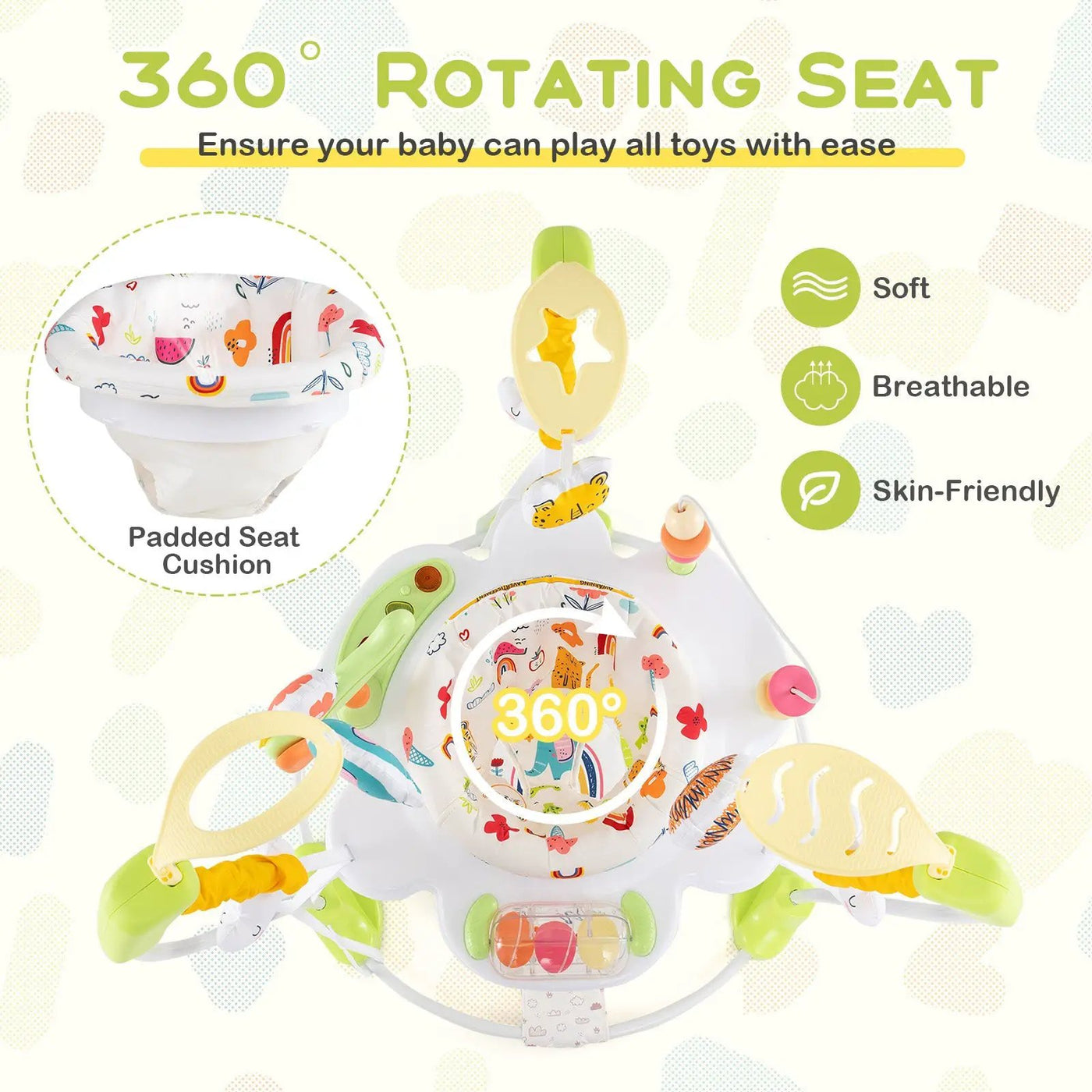 Baby Activity Center Height Adjustable Baby Bouncing Saucer with Interactive Toys by DirectDeals