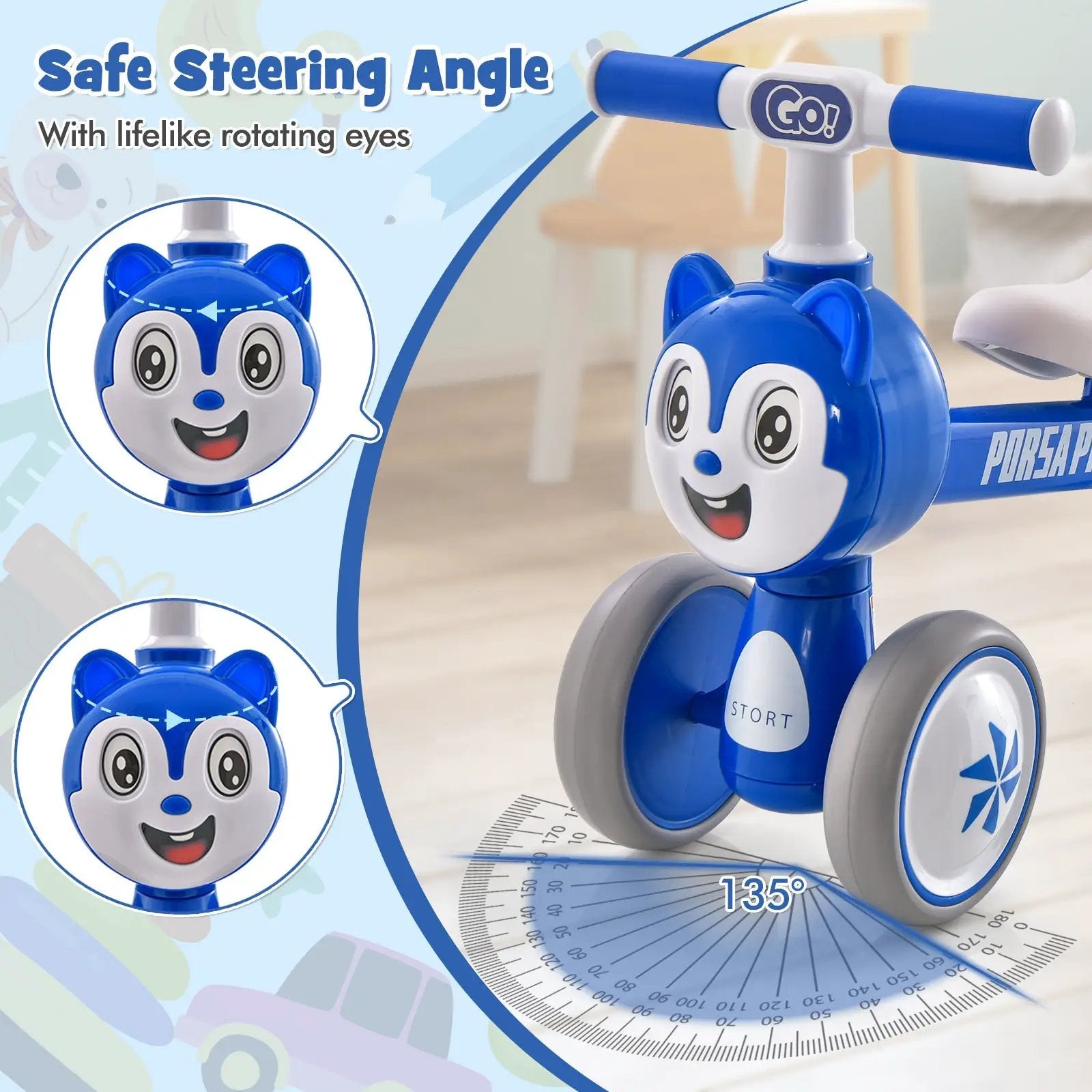 Baby Balance Bike No Pedal Lightweight Infant 4 Wheels Baby Bicycle-Blue by DirectDeals
