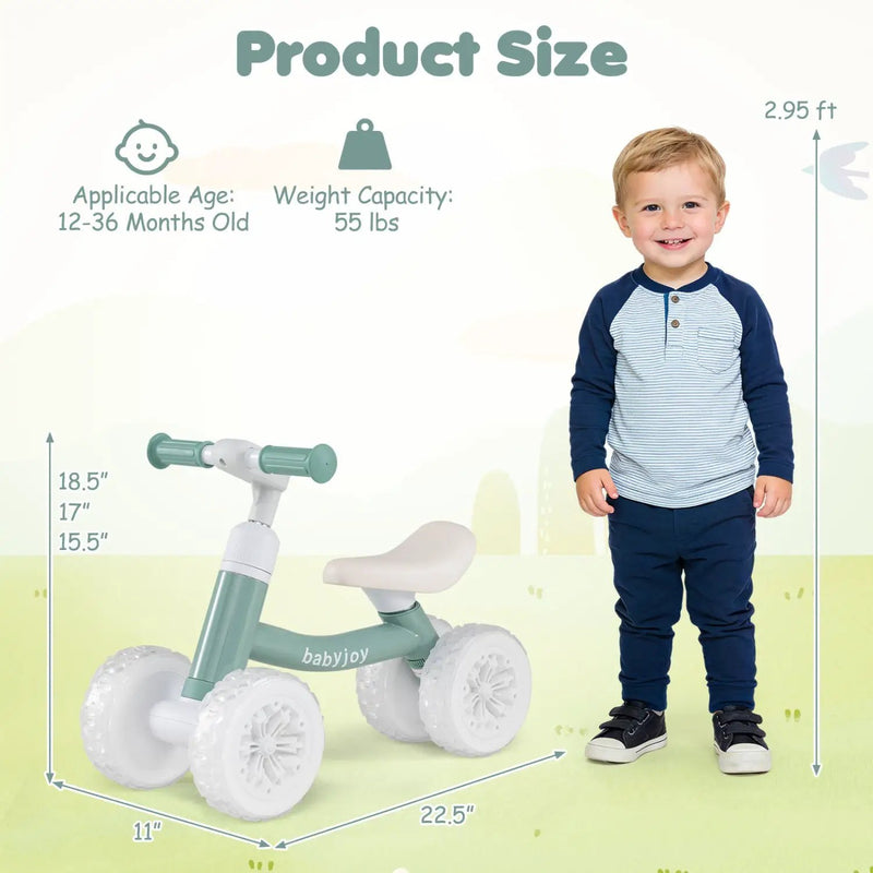 Baby Balance Bike with Adjustable Handlebar and Seat with Lighting Wheels by DirectDeals