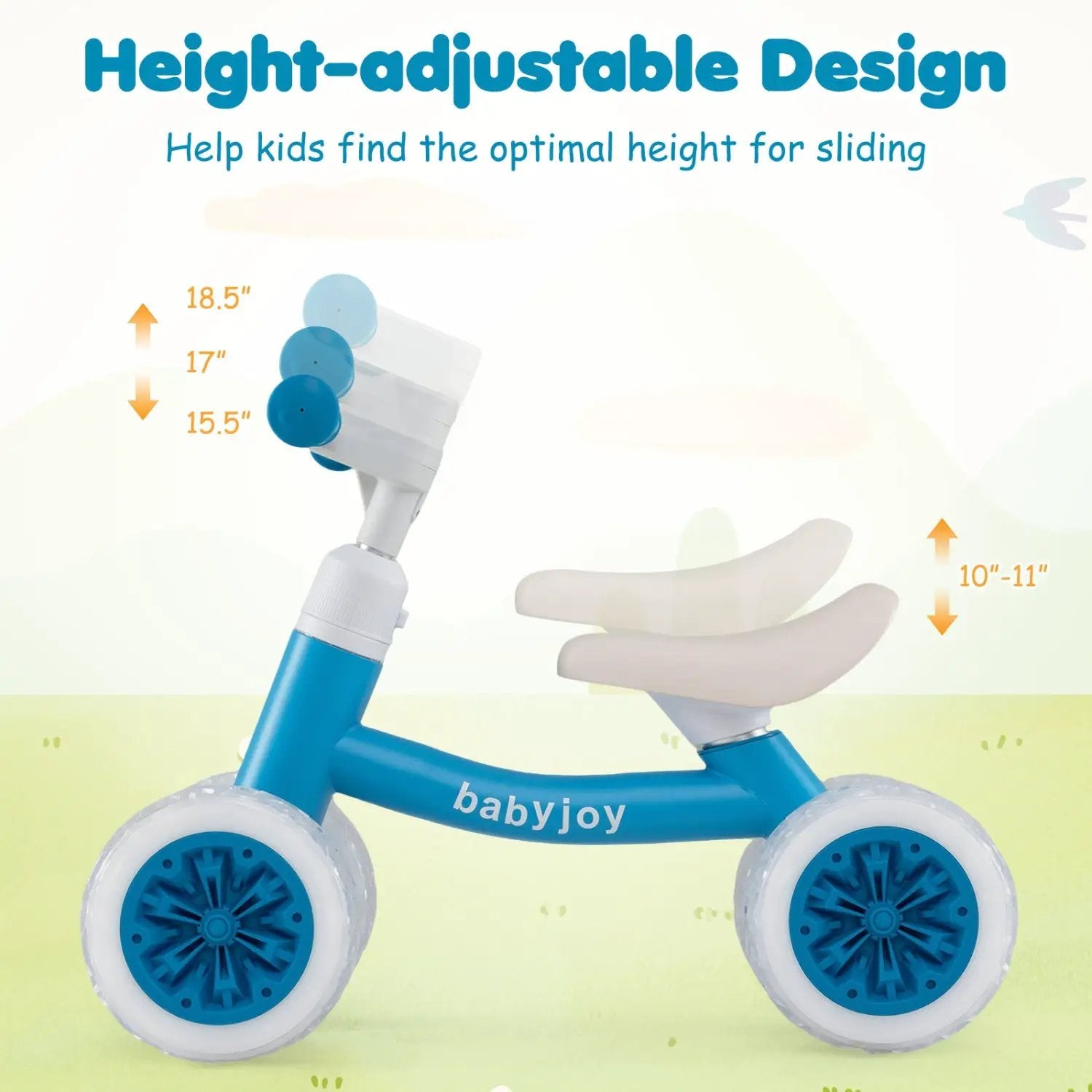 Baby Balance Bike with Adjustable Handlebar and Seat with Lighting Wheels by DirectDeals