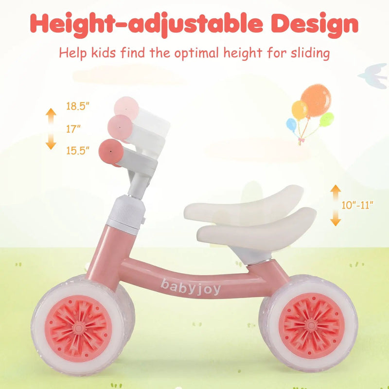 Baby Balance Bike with Adjustable Handlebar and Seat with Lighting Wheels by DirectDeals