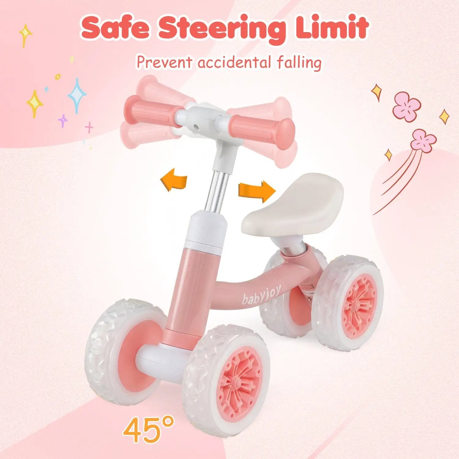 Baby Balance Bike with Adjustable Handlebar and Seat with Lighting Wheels by DirectDeals