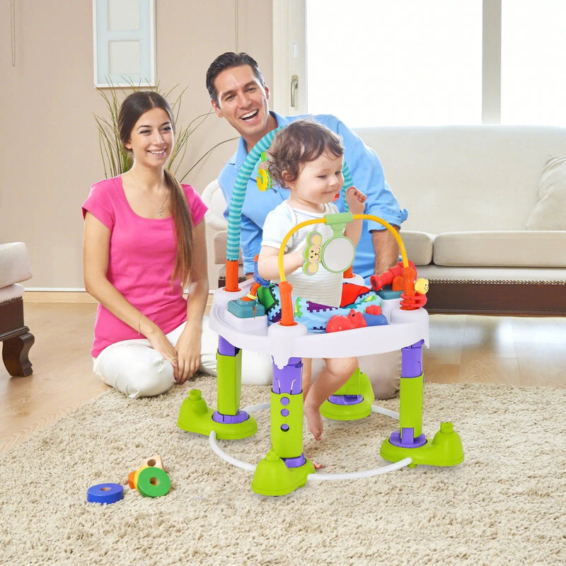4-in-1 Baby Bouncer Activity Center with 3 Adjustable Heights-Green by DirectDeals