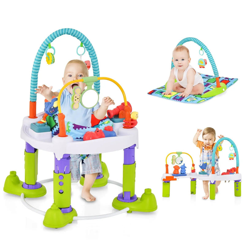 4-in-1 Baby Bouncer Activity Center with 3 Adjustable Heights-Green by DirectDeals