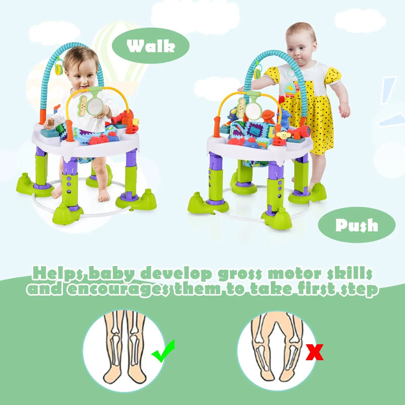 4-in-1 Baby Bouncer Activity Center with 3 Adjustable Heights-Green by DirectDeals