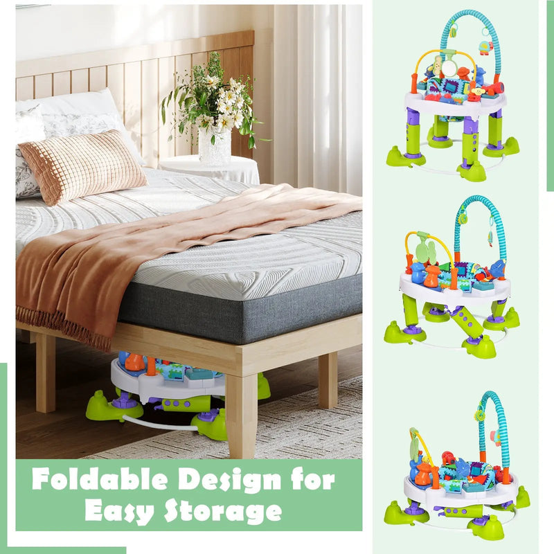 4-in-1 Baby Bouncer Activity Center with 3 Adjustable Heights-Green by DirectDeals