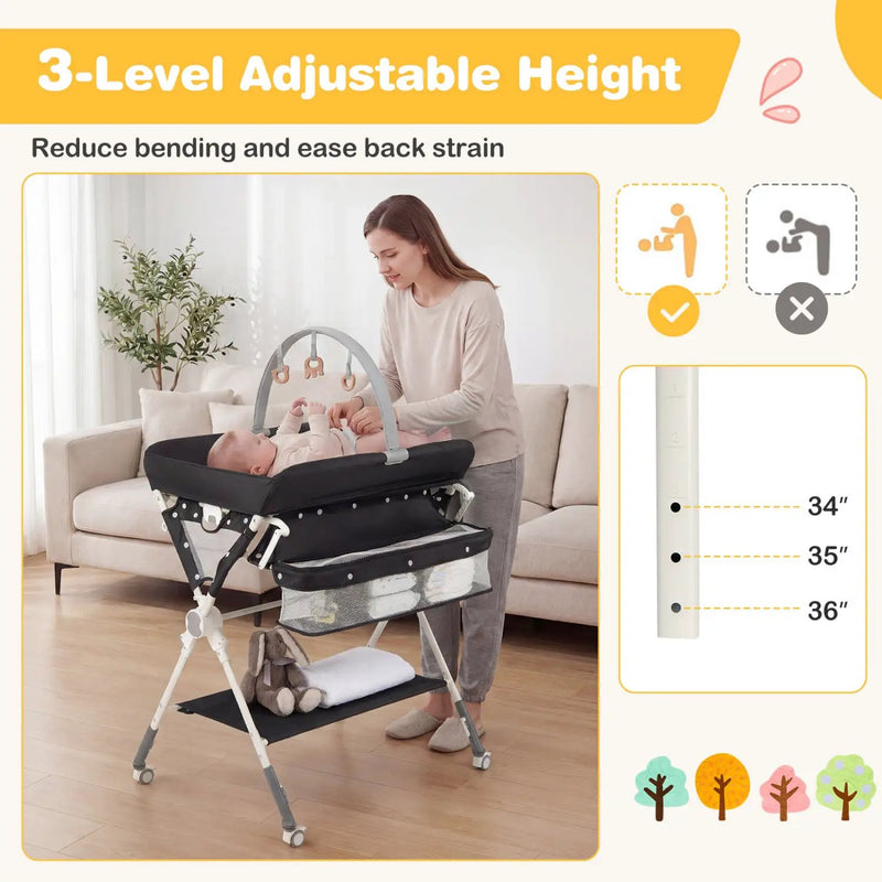 Baby Changing Table Foldable Diaper Changing Station with Storage Bag and Shelf by DirectDeals