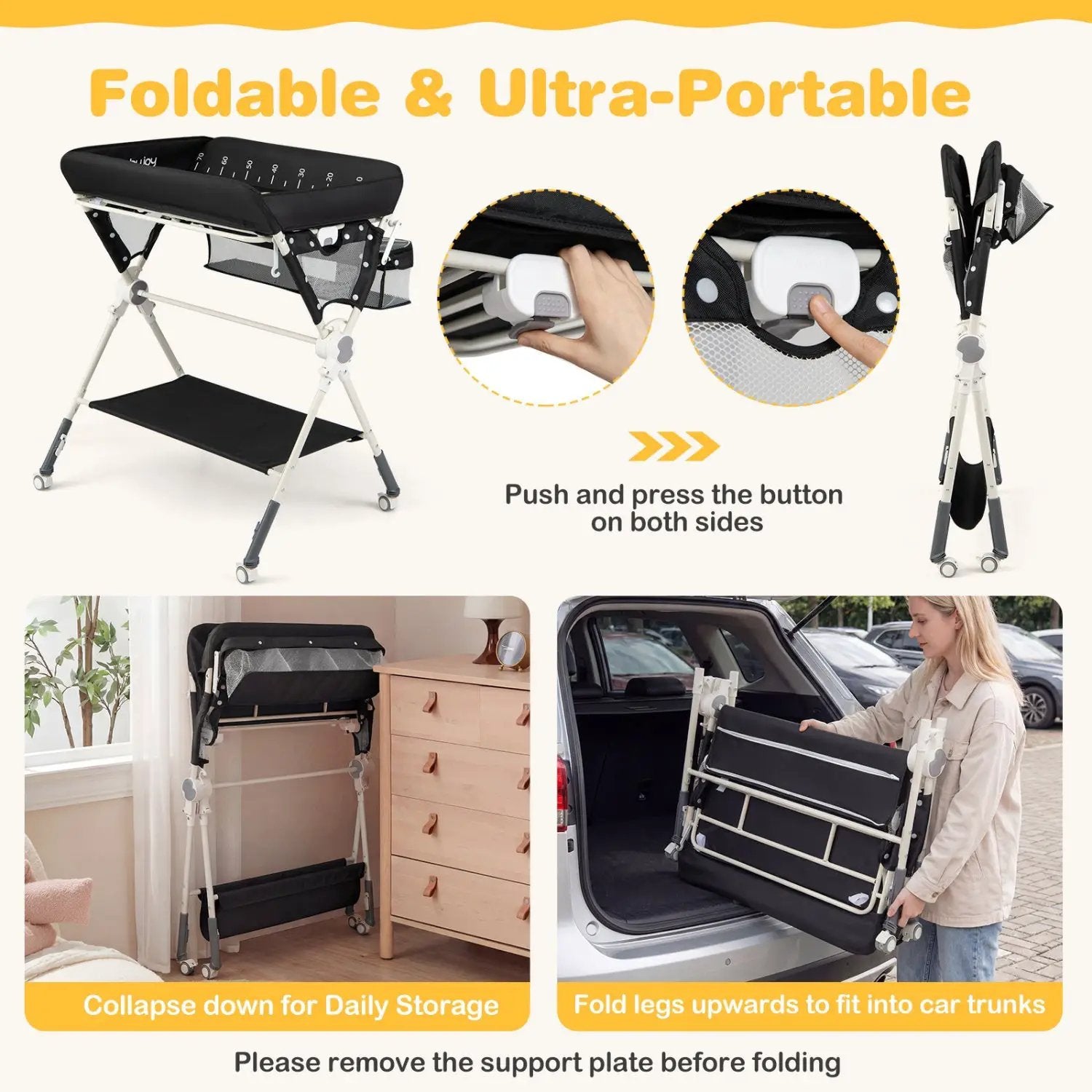Baby Changing Table Foldable Diaper Changing Station with Storage Bag and Shelf by DirectDeals
