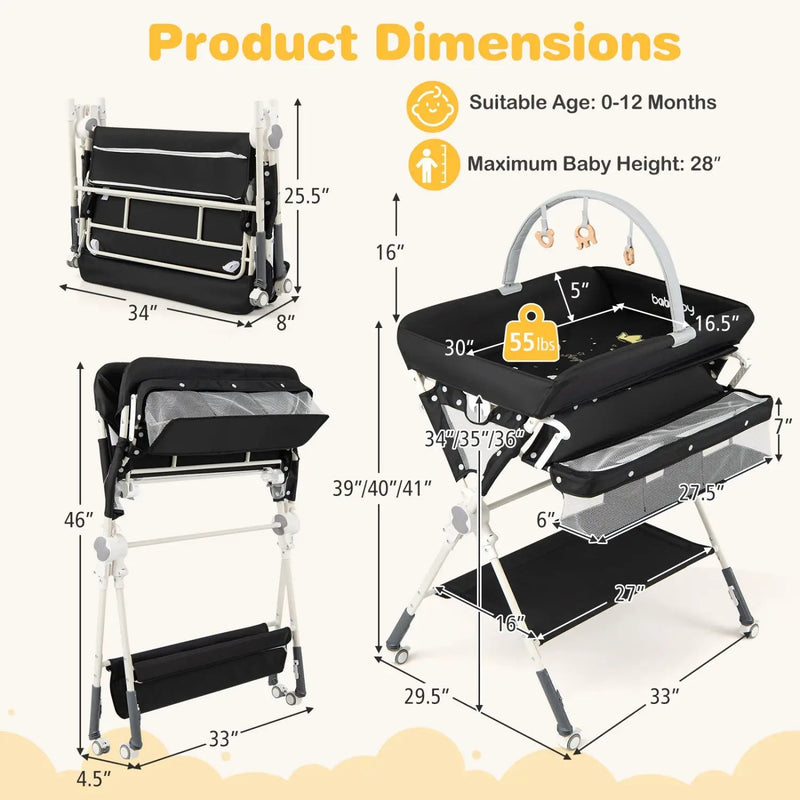 Baby Changing Table Foldable Diaper Changing Station with Storage Bag and Shelf by DirectDeals