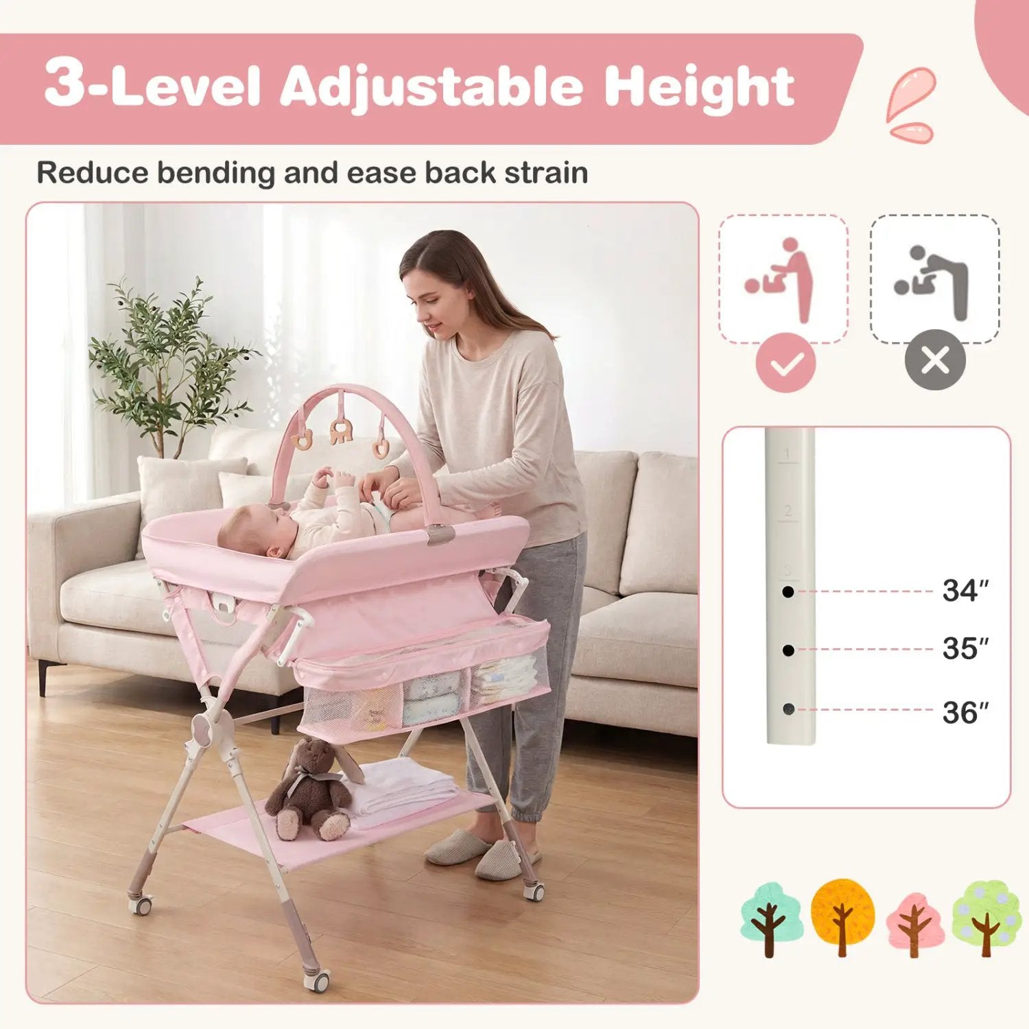 Baby Changing Table Foldable Diaper Changing Station with Storage Bag and Shelf by DirectDeals