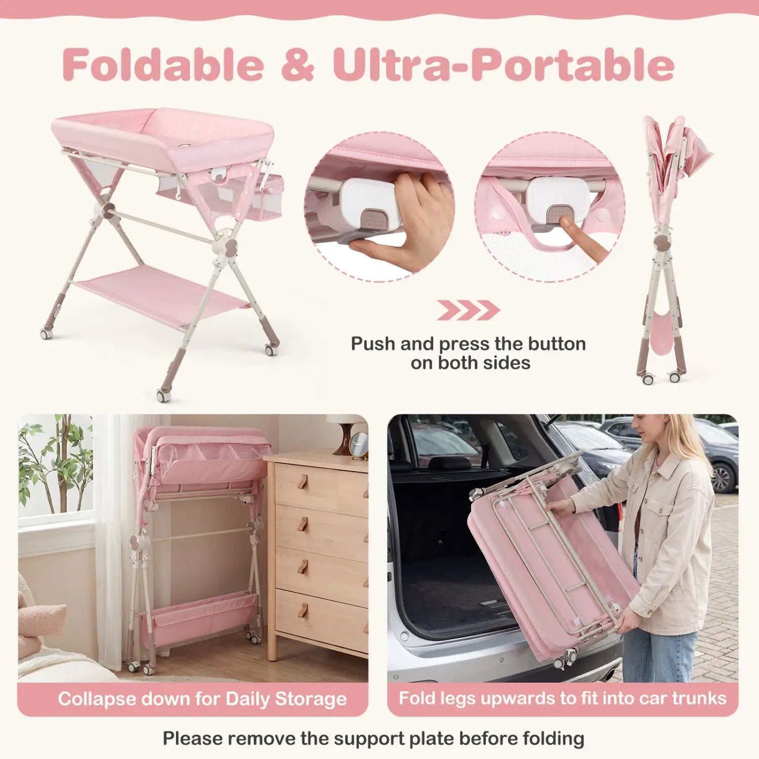 Baby Changing Table Foldable Diaper Changing Station with Storage Bag and Shelf by DirectDeals
