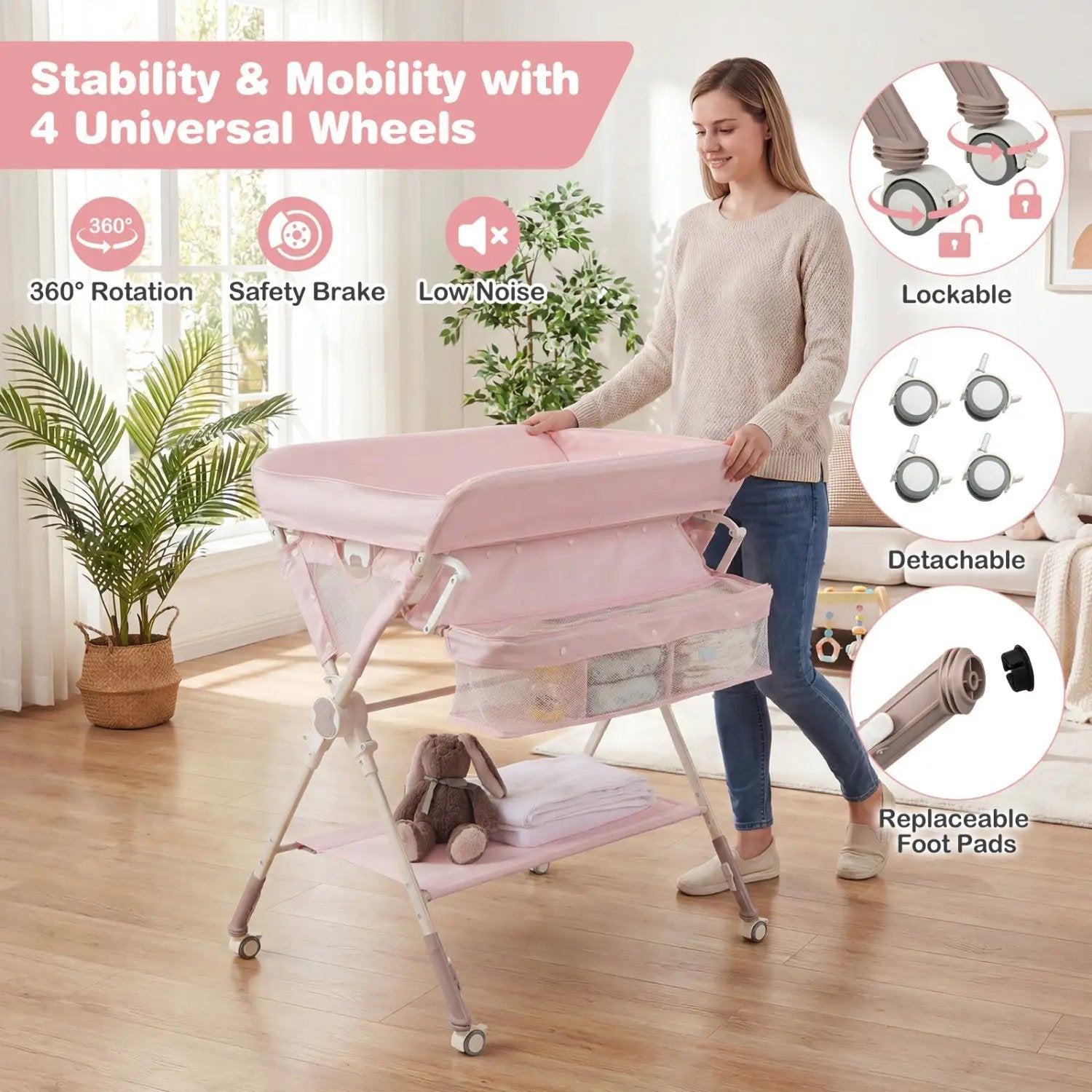 Baby Changing Table Foldable Diaper Changing Station with Storage Bag and Shelf by DirectDeals