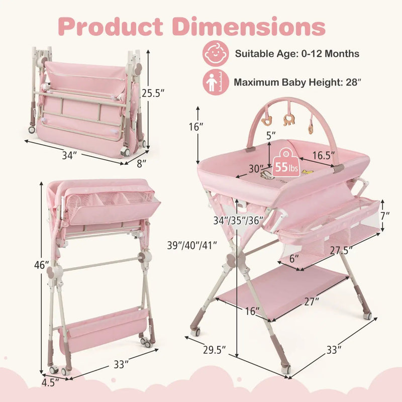 Baby Changing Table Foldable Diaper Changing Station with Storage Bag and Shelf by DirectDeals