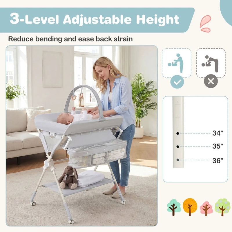 Baby Changing Table Foldable Diaper Changing Station with Storage Bag and Shelf by DirectDeals