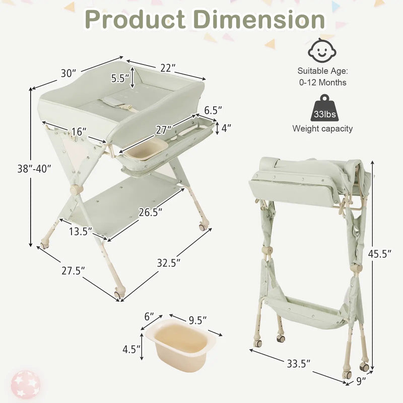 Baby Diaper Changing Table with Water Basin Wheel by DirectDeals