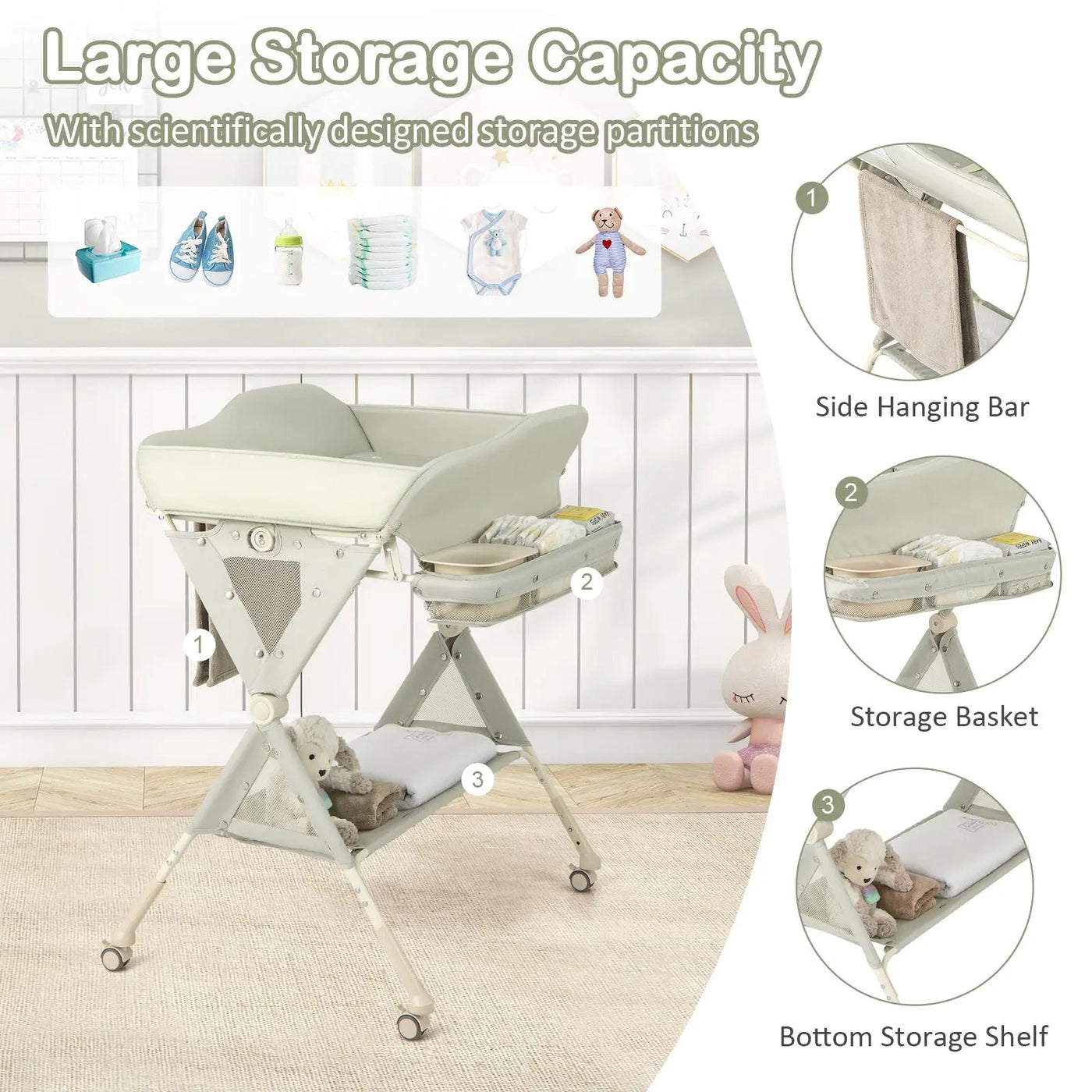 Baby Diaper Changing Table with Water Basin Wheel by DirectDeals