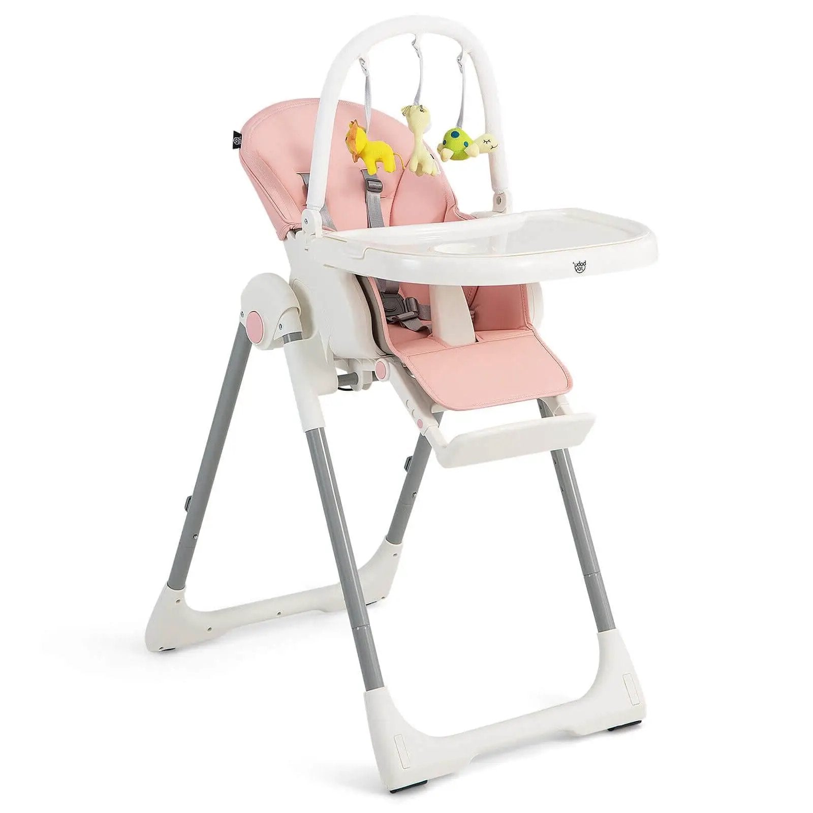 4-in-1 Foldable Baby High Chair with 7 Adjustable Heights and Free Toys Bar by DirectDeals