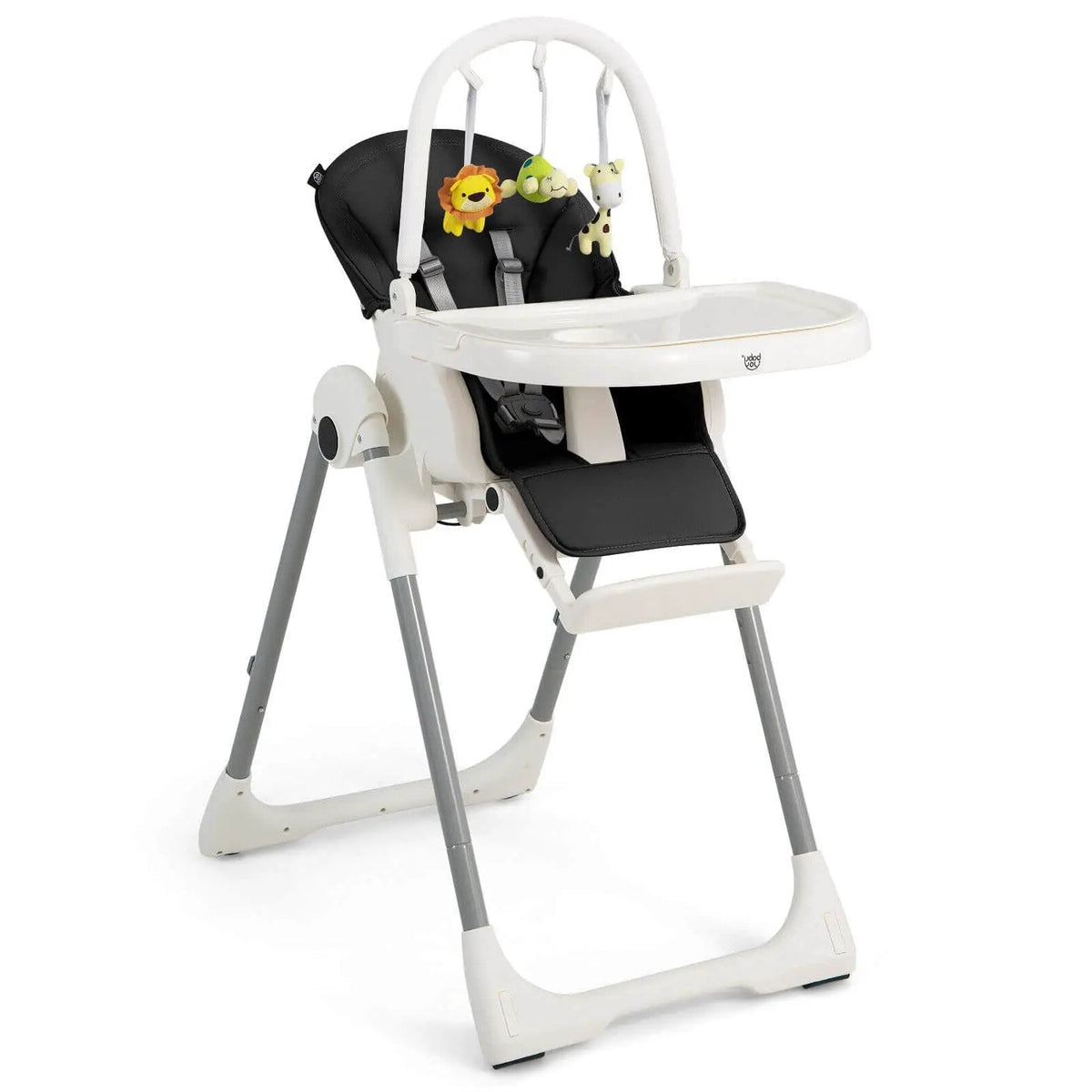 4-in-1 Foldable Baby High Chair with 7 Adjustable Heights and Free Toys Bar by DirectDeals