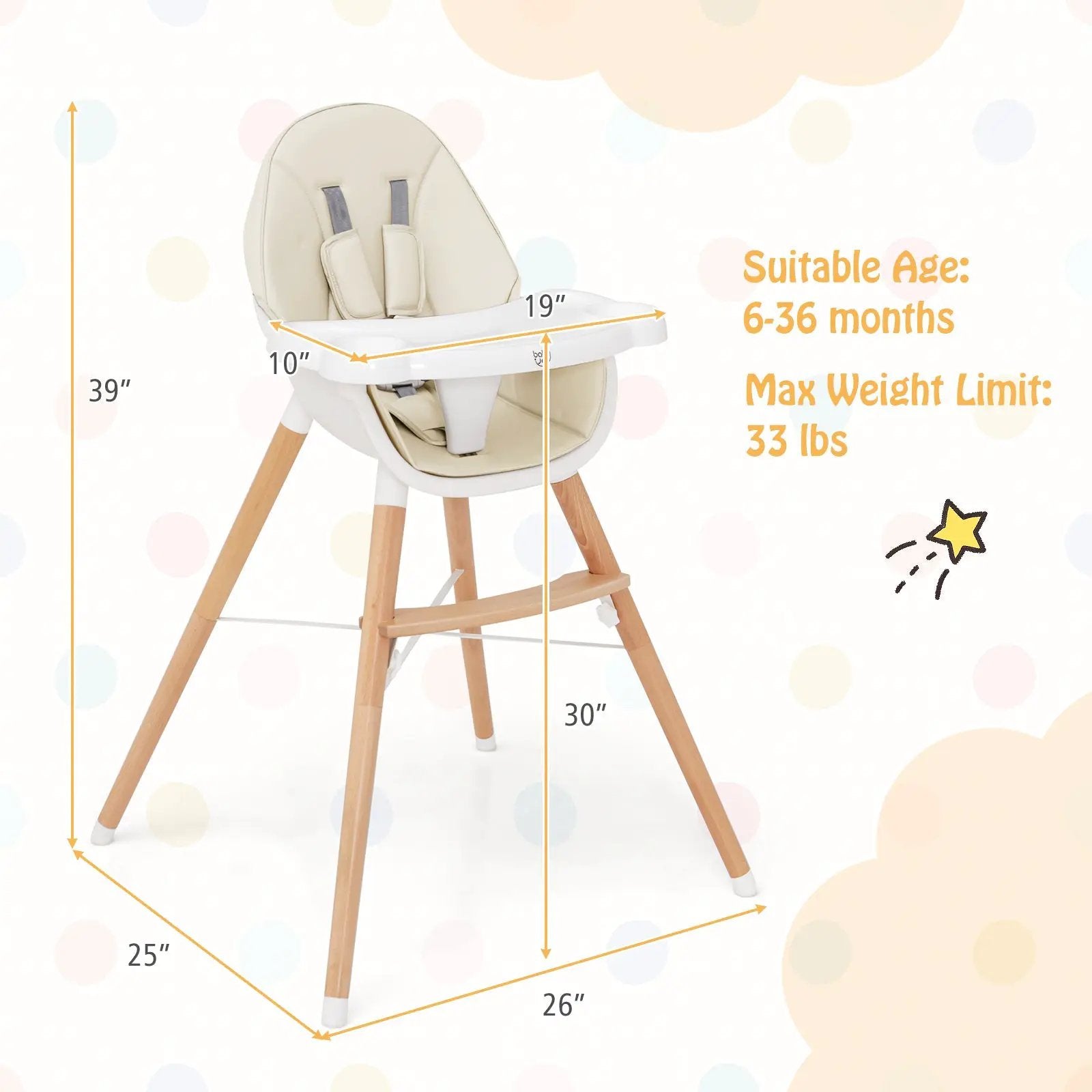 Baby High Chair with Dishwasher Safe Tray by DirectDeals