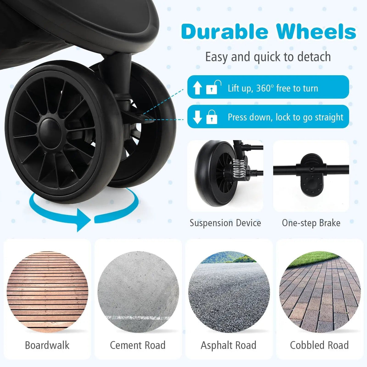 Baby Jogging Stroller with Adjustable Canopy for Newborn by DirectDeals