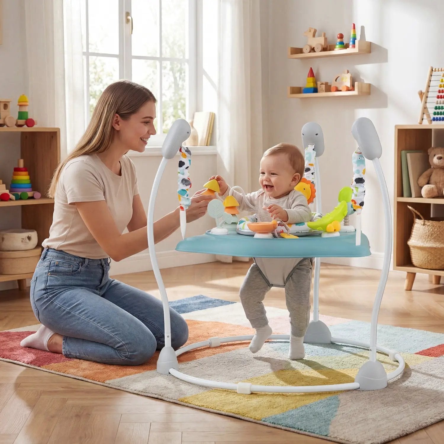 Baby Jump and Play Activity Center with Rotatable Seat and Interactive Toys by DirectDeals