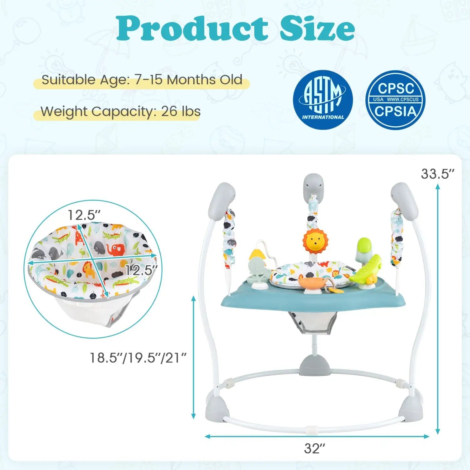 Baby Jump and Play Activity Center with Rotatable Seat and Interactive Toys by DirectDeals