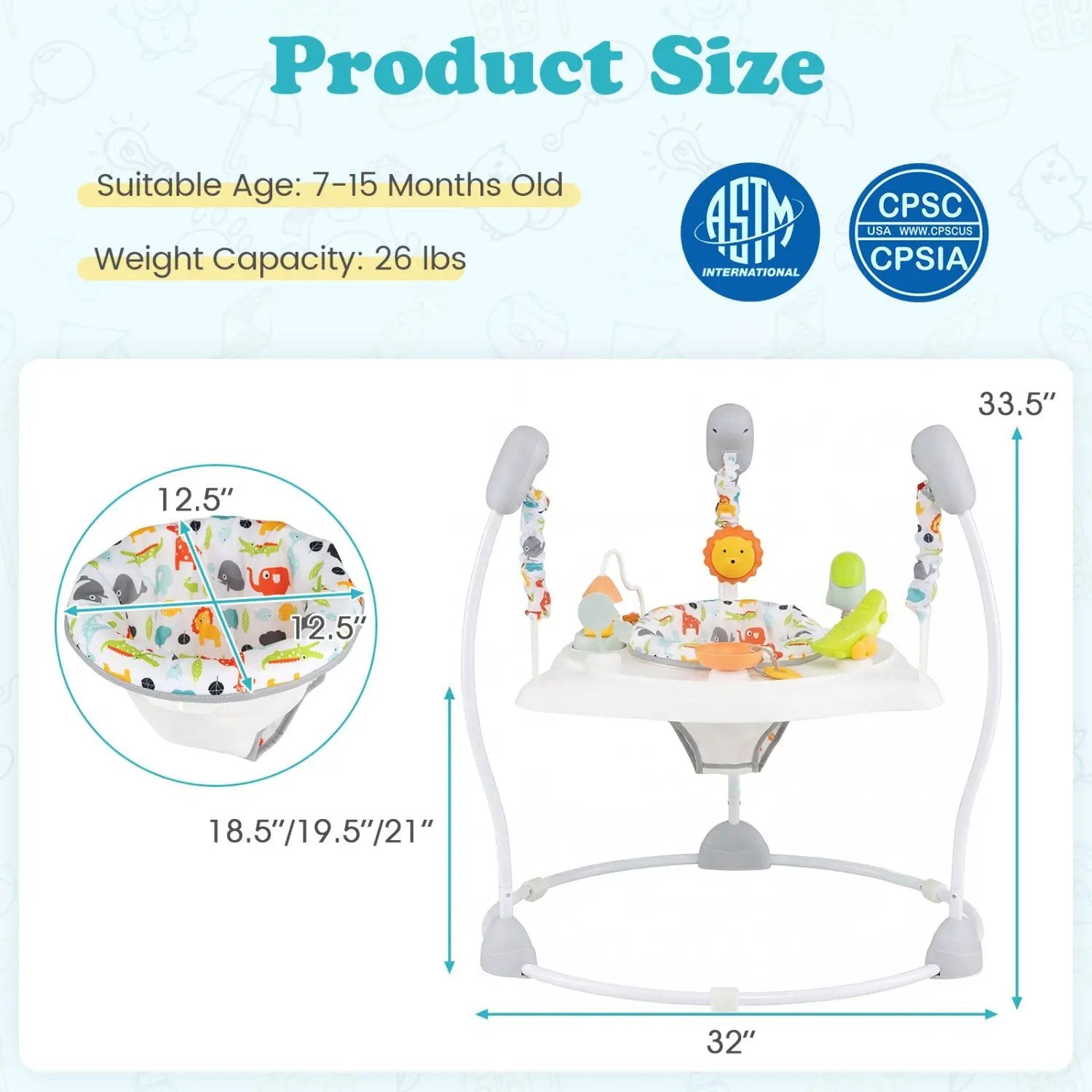 Baby Jump and Play Activity Center with Rotatable Seat and Interactive Toys by DirectDeals