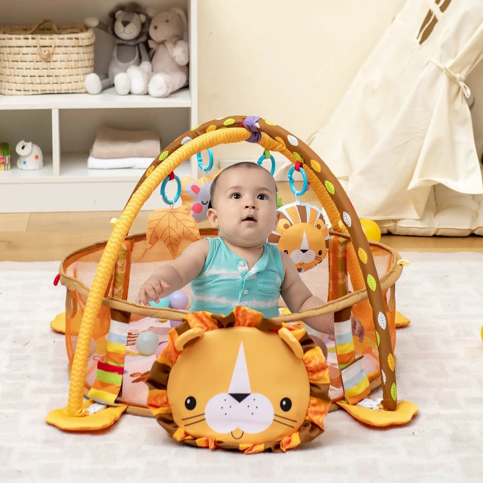 4-in-1 Baby Play Gym with Soft Padding Mat and Arch Design by DirectDeals