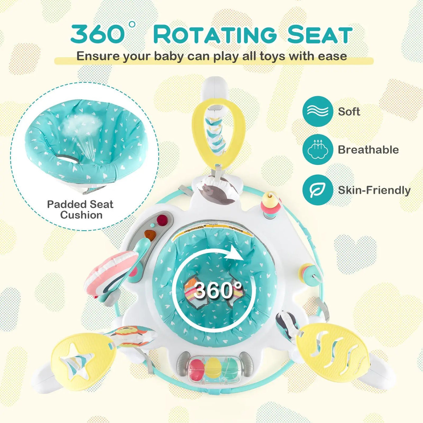 Baby Activity Center Height Adjustable Baby Bouncing Saucer with Interactive Toys by DirectDeals