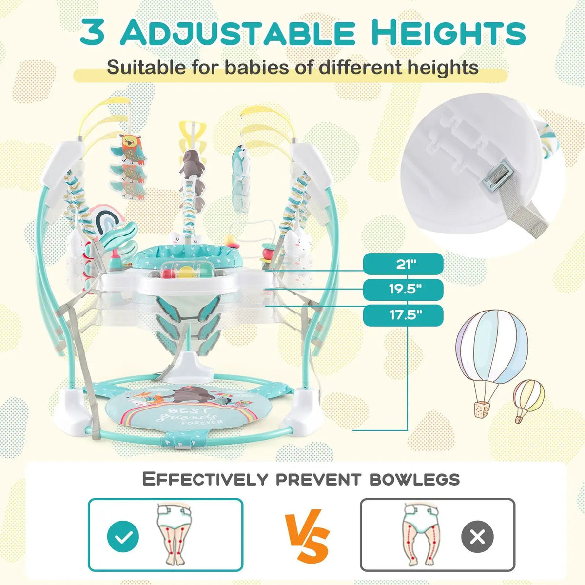 Baby Activity Center Height Adjustable Baby Bouncing Saucer with Interactive Toys by DirectDeals